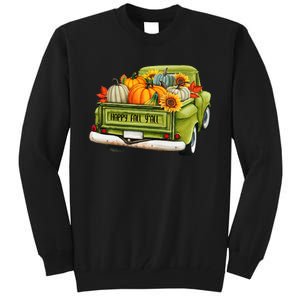 Fall Pumpkin Harvest Time Old Pickup Farm Truck Thanksgiving Tall Sweatshirt