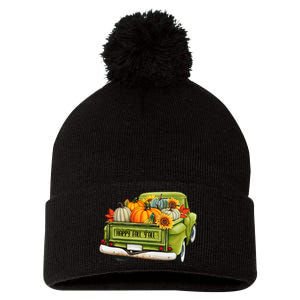 Fall Pumpkin Harvest Time Old Pickup Farm Truck Thanksgiving Pom Pom 12in Knit Beanie