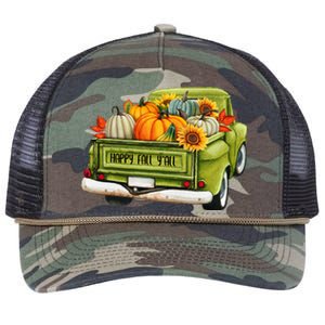 Fall Pumpkin Harvest Time Old Pickup Farm Truck Thanksgiving Retro Rope Trucker Hat Cap