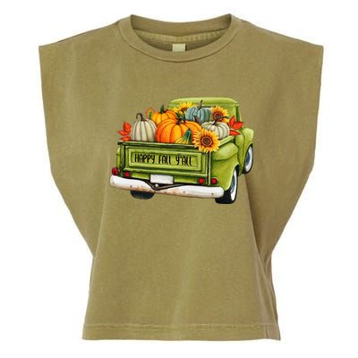 Fall Pumpkin Harvest Time Old Pickup Farm Truck Thanksgiving Garment-Dyed Women's Muscle Tee