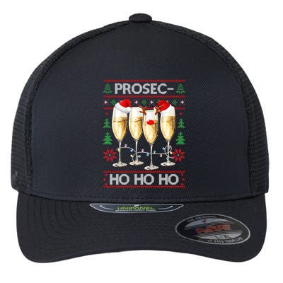 Funny Prosec Ho Ho Ho Christmas Prosecco Santa Hat Wine Gift Flexfit Unipanel Trucker Cap