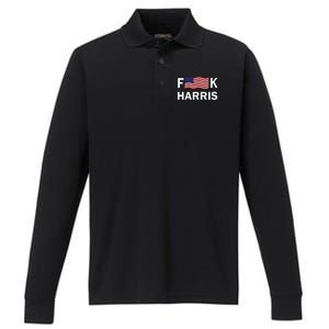 Fkh Political Humor F Kamala Harris Conservative Republican Performance Long Sleeve Polo