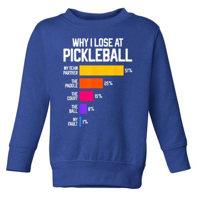 Funny Pickleball Humor Gift: Why I Lose Black Classic Fit Crew Neck Short Slee Toddler Sweatshirt