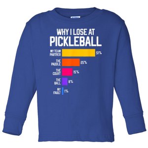 Funny Pickleball Humor Gift: Why I Lose Black Classic Fit Crew Neck Short Slee Toddler Long Sleeve Shirt