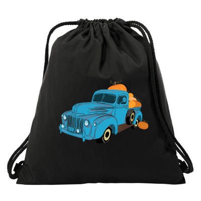 Fall Pumpkin Harvest Time Old Pickup Farm Truck Drawstring Bag