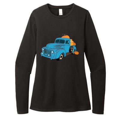 Fall Pumpkin Harvest Time Old Pickup Farm Truck Womens CVC Long Sleeve Shirt