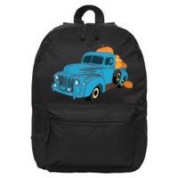 Fall Pumpkin Harvest Time Old Pickup Farm Truck 16 in Basic Backpack