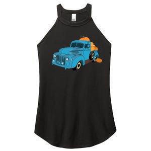 Fall Pumpkin Harvest Time Old Pickup Farm Truck Women's Perfect Tri Rocker Tank