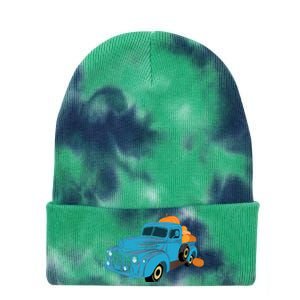 Fall Pumpkin Harvest Time Old Pickup Farm Truck Tie Dye 12in Knit Beanie