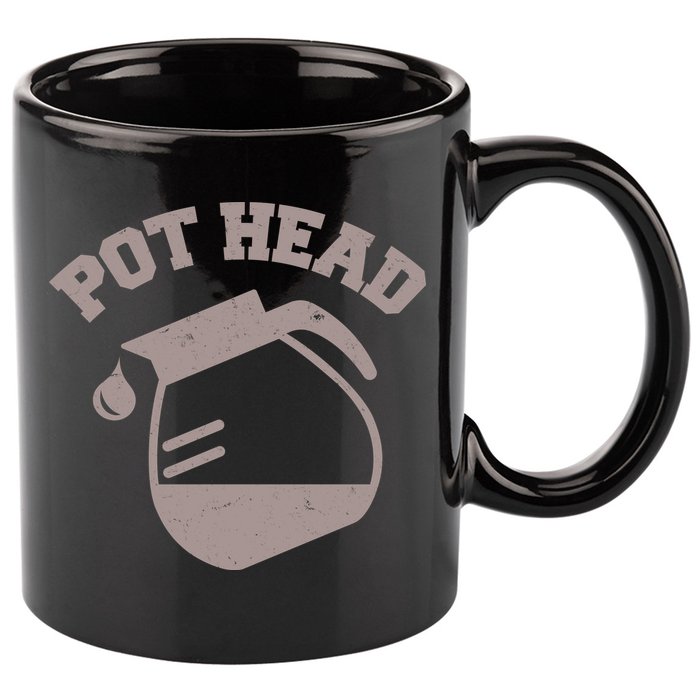 Funny Pot Head Coffee Lover 11oz C Handle Ceramic Mug