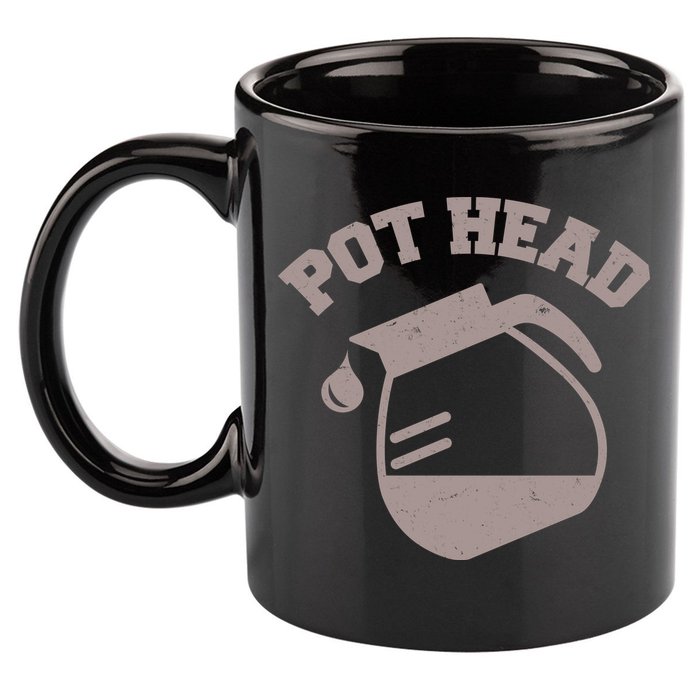 Funny Pot Head Coffee Lover 11oz C Handle Ceramic Mug