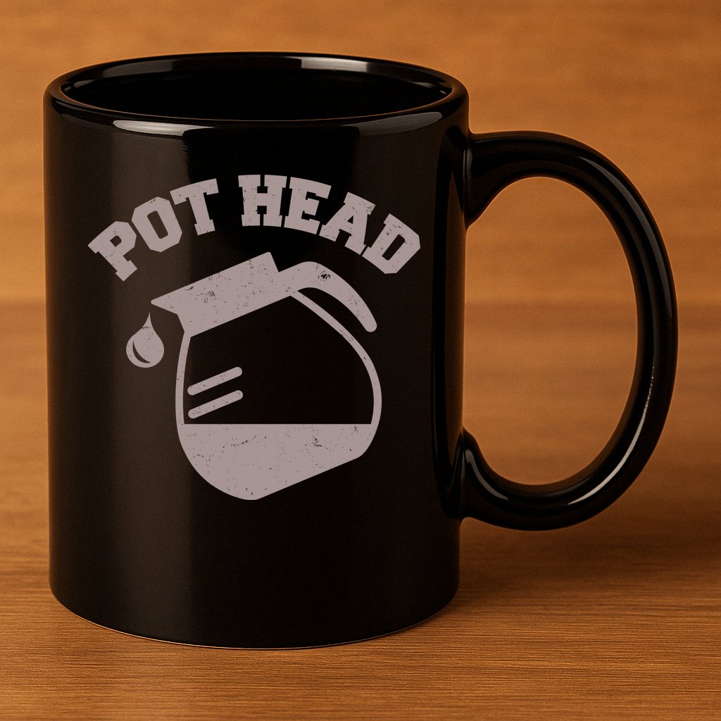 Funny Pot Head Coffee Lover 11oz C Handle Ceramic Mug