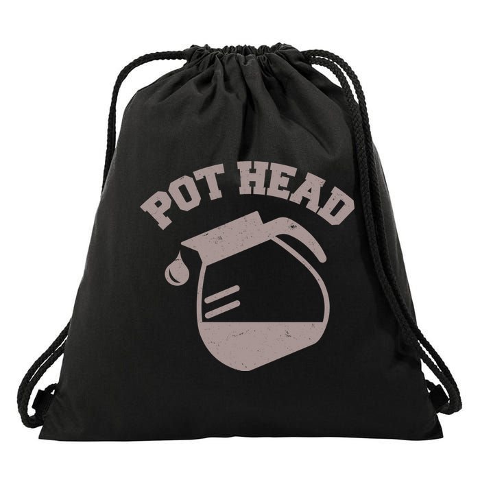 Funny Pot Head Coffee Lover Drawstring Bag