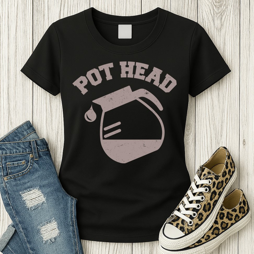 Funny Pot Head Coffee Lover Womens T-Shirt