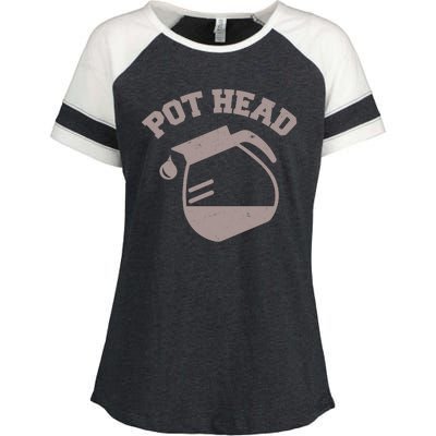 Funny Pot Head Coffee Lover Enza Ladies Jersey Colorblock Tee