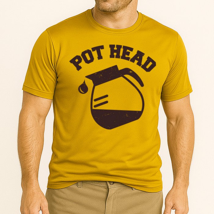 Funny Pot Head Coffee Lover Cooling Performance Crew T-Shirt