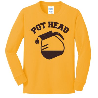 Funny Pot Head Coffee Lover Kids Long Sleeve Shirt