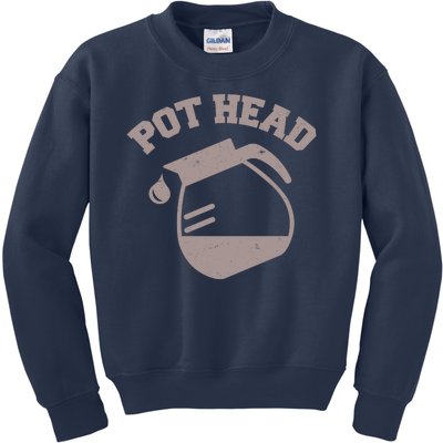 Funny Pot Head Coffee Lover Kids Sweatshirt