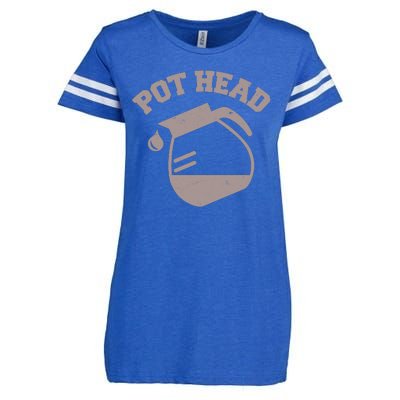 Funny Pot Head Coffee Lover Enza Ladies Jersey Football T-Shirt