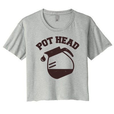 Funny Pot Head Coffee Lover Women's Crop Top Tee