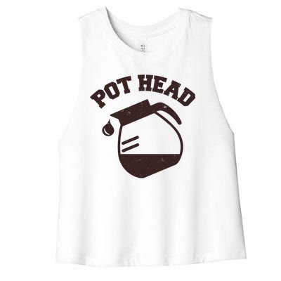 Funny Pot Head Coffee Lover Women's Racerback Cropped Tank