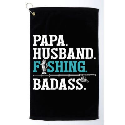 Fishing Papa Husband Fishing Badass Father's Day Gift Golf Towel