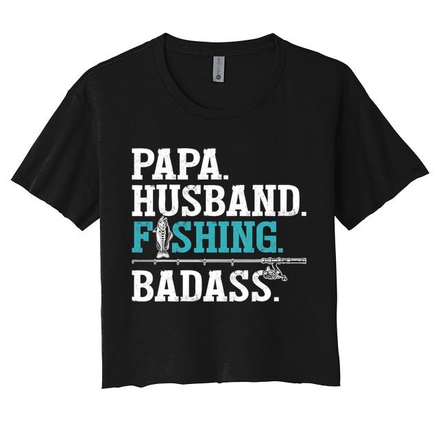 Fishing Papa Husband Fishing Badass Father's Day Gift Crop Top