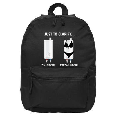 Funny Plumber Hot Water Heater Plumbing Dad Joke 16 in Basic Backpack