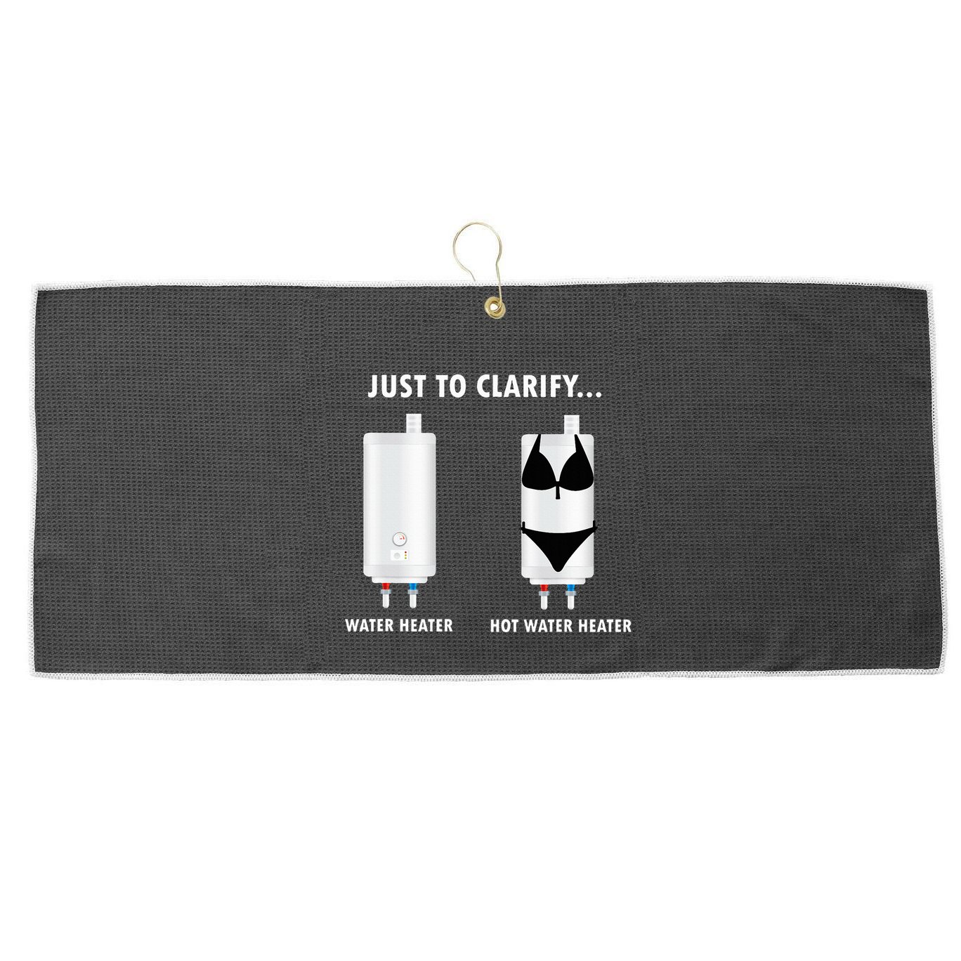 Funny Plumber Hot Water Heater Plumbing Dad Joke Large Microfiber Waffle Golf Towel
