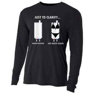 Funny Plumber Hot Water Heater Plumbing Dad Joke Cooling Performance Long Sleeve Crew