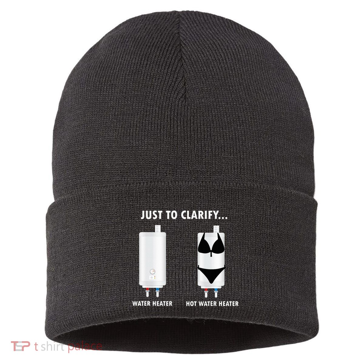 Funny Plumber Hot Water Heater Plumbing Dad Joke Sustainable Knit Beanie