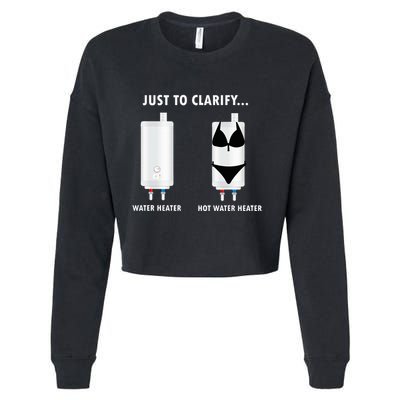 Funny Plumber Hot Water Heater Plumbing Dad Joke Cropped Pullover Crew