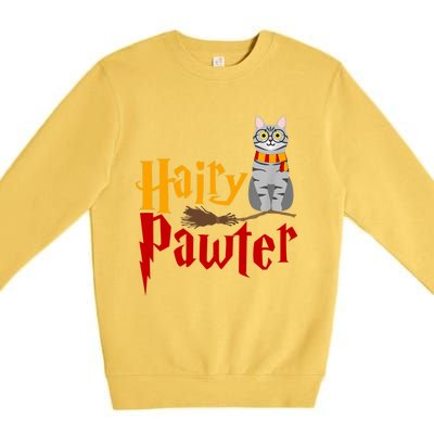 FUNNY Pun Hairy Pawter TShirt Wizard Gift For Cat Lovers Premium Crewneck Sweatshirt