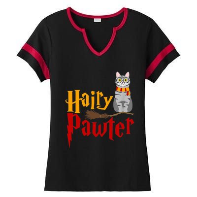 FUNNY Pun Hairy Pawter TShirt Wizard Gift For Cat Lovers Ladies Halftime Notch Neck Tee