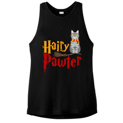 FUNNY Pun Hairy Pawter TShirt Wizard Gift For Cat Lovers Ladies PosiCharge Tri-Blend Wicking Tank