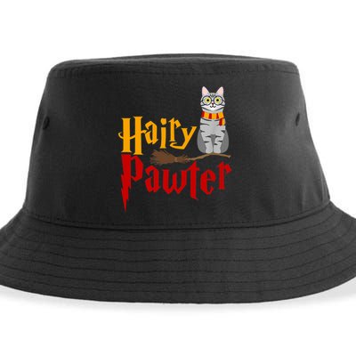 FUNNY Pun Hairy Pawter TShirt Wizard Gift For Cat Lovers Sustainable Bucket Hat