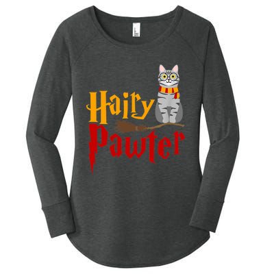 FUNNY Pun Hairy Pawter TShirt Wizard Gift For Cat Lovers Women's Perfect Tri Tunic Long Sleeve Shirt