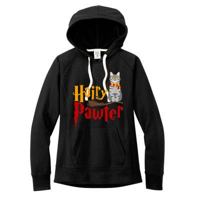 FUNNY Pun Hairy Pawter TShirt Wizard Gift For Cat Lovers Women's Fleece Hoodie