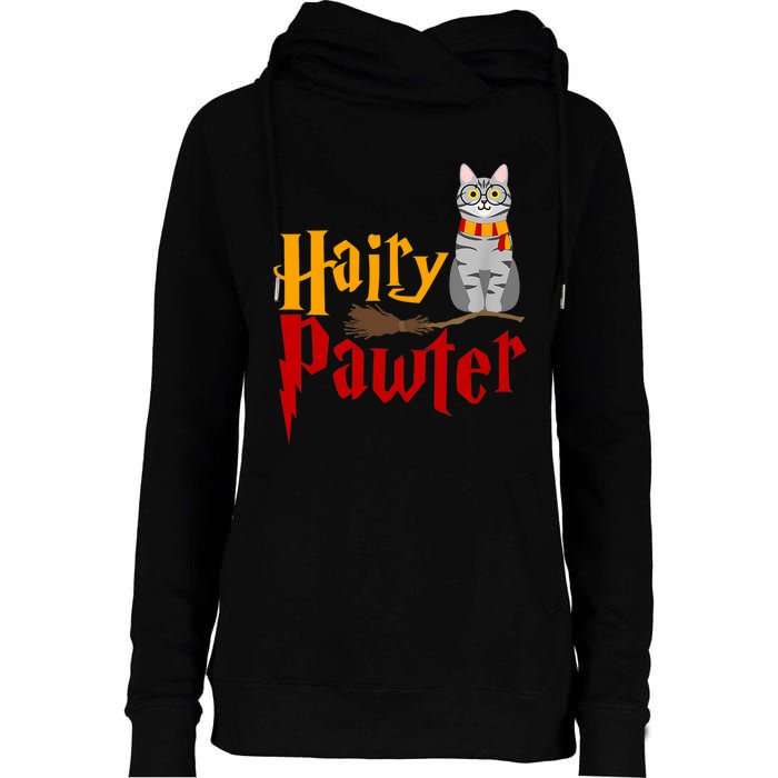 FUNNY Pun Hairy Pawter TShirt Wizard Gift For Cat Lovers Womens Funnel Neck Pullover Hood