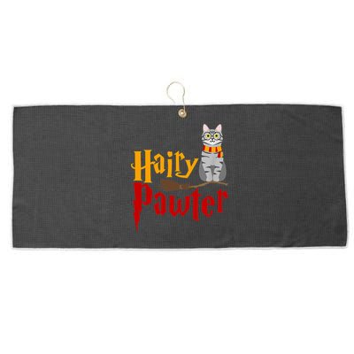 FUNNY Pun Hairy Pawter TShirt Wizard Gift For Cat Lovers Large Microfiber Waffle Golf Towel