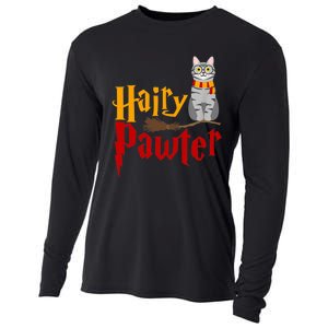 FUNNY Pun Hairy Pawter TShirt Wizard Gift For Cat Lovers Cooling Performance Long Sleeve Crew