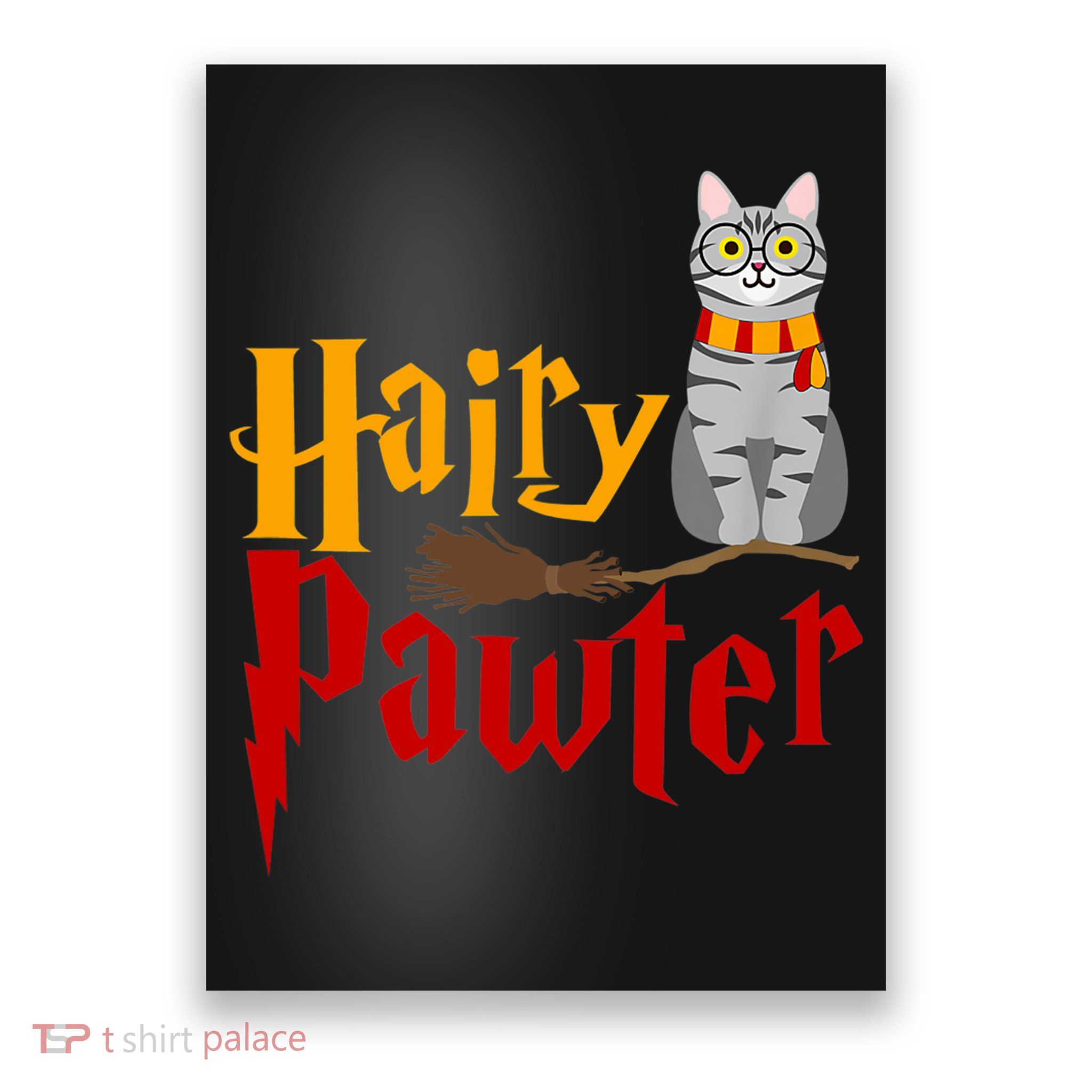 FUNNY Pun Hairy Pawter TShirt Wizard Gift For Cat Lovers Poster