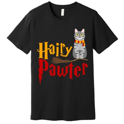 FUNNY Pun Hairy Pawter TShirt Wizard Gift For Cat Lovers Premium T-Shirt