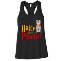 FUNNY Pun Hairy Pawter TShirt Wizard Gift For Cat Lovers Women's Racerback Tank