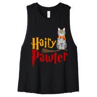 FUNNY Pun Hairy Pawter TShirt Wizard Gift For Cat Lovers Women's Racerback Cropped Tank