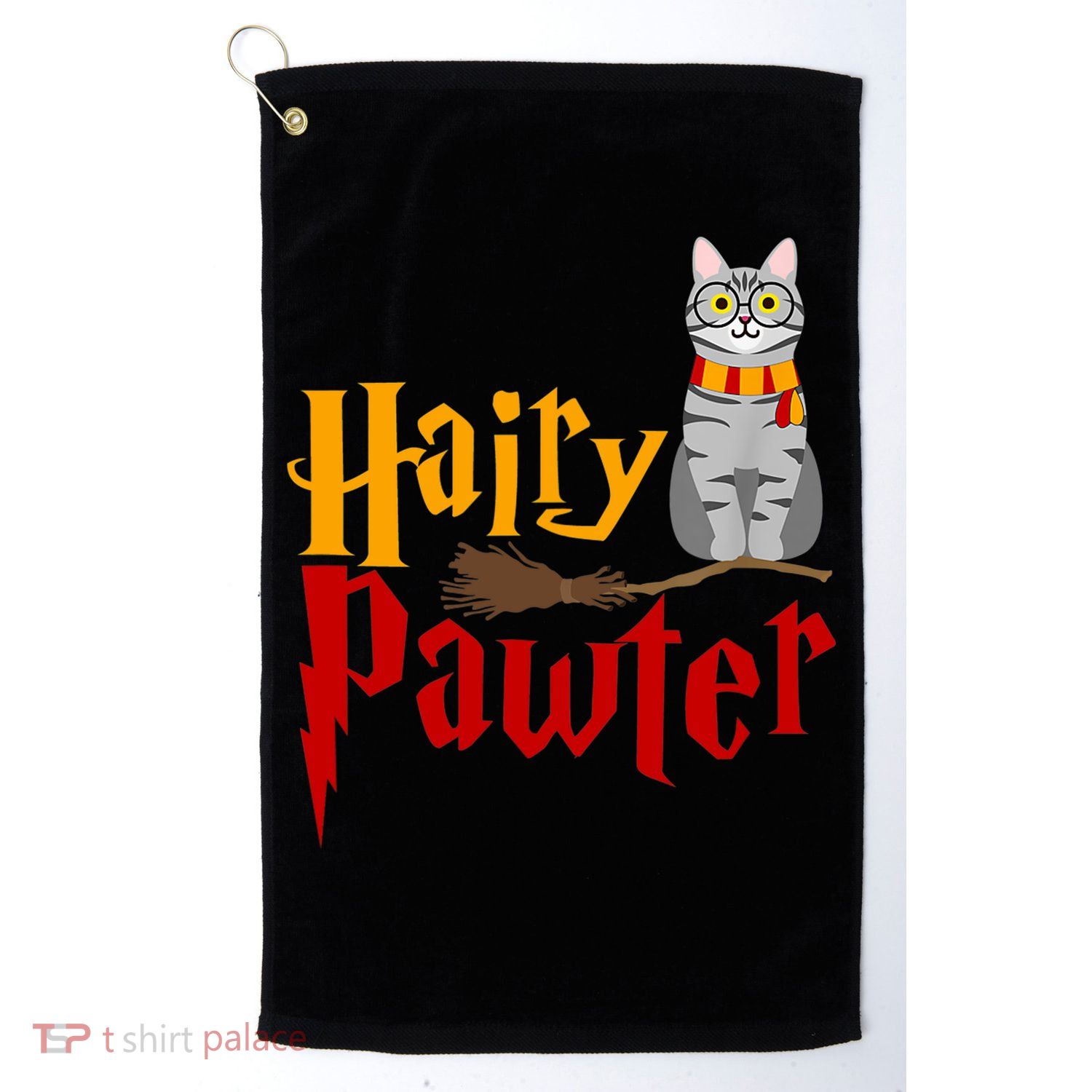 FUNNY Pun Hairy Pawter TShirt Wizard Gift For Cat Lovers Golf Towel