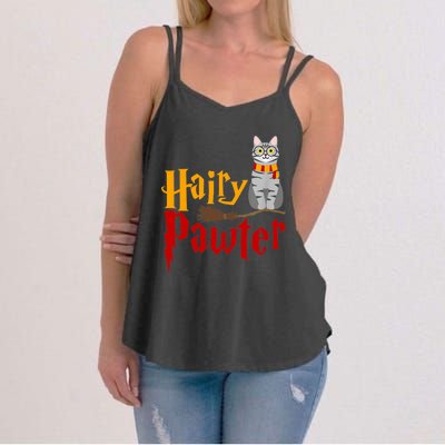 FUNNY Pun Hairy Pawter TShirt Wizard Gift For Cat Lovers Women's Strappy Tank