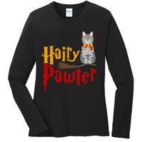 FUNNY Pun Hairy Pawter TShirt Wizard Gift For Cat Lovers Ladies Long Sleeve Shirt