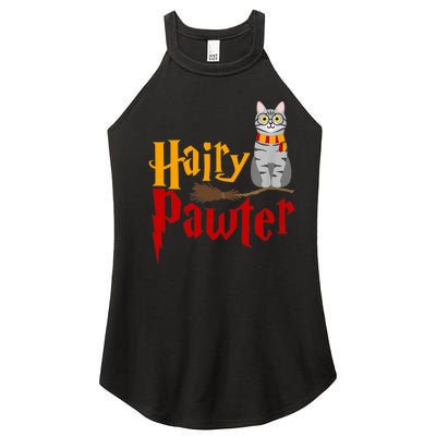 FUNNY Pun Hairy Pawter TShirt Wizard Gift For Cat Lovers Women's Perfect Tri Rocker Tank