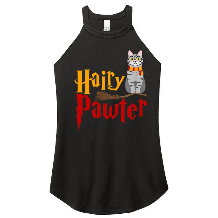 FUNNY Pun Hairy Pawter TShirt Wizard Gift For Cat Lovers Women's Perfect Tri Rocker Tank